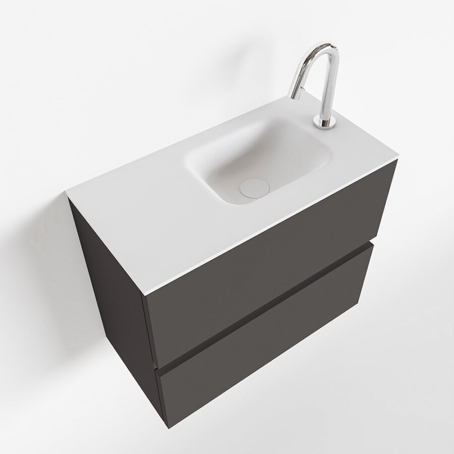 MONDIAZ ADA 60cm toiletmeubel dark grey. LEX wastafel talc positie rechts. Met 1 kraangat - Afbeelding 4