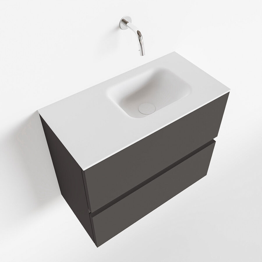 MONDIAZ ADA 60cm toiletmeubel dark grey. LEX wastafel talc positie rechts. Zonder kraangat - Afbeelding 4