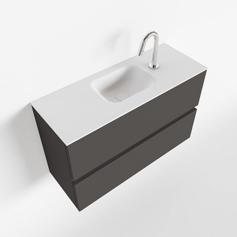 MONDIAZ ADA 80cm toiletmeubel dark grey. LEX wastafel talc positie midden. Met 1 kraangat - Afbeelding 4