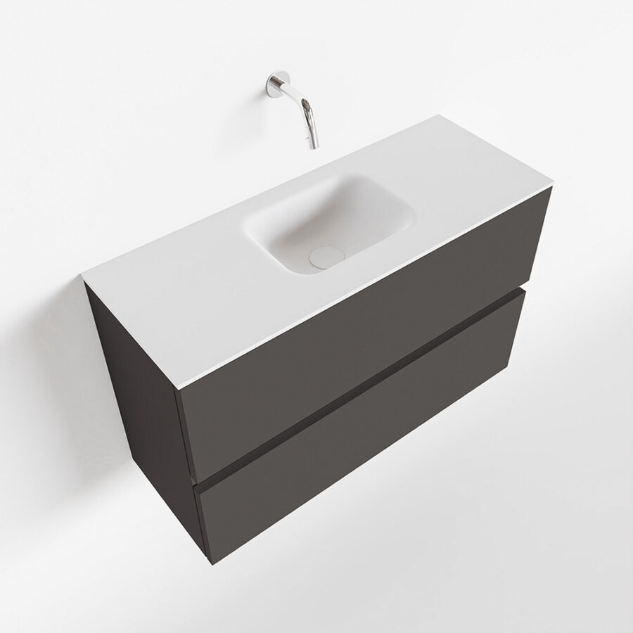 MONDIAZ ADA 80cm toiletmeubel dark grey. LEX wastafel talc positie midden. Zonder kraangat - Afbeelding 4