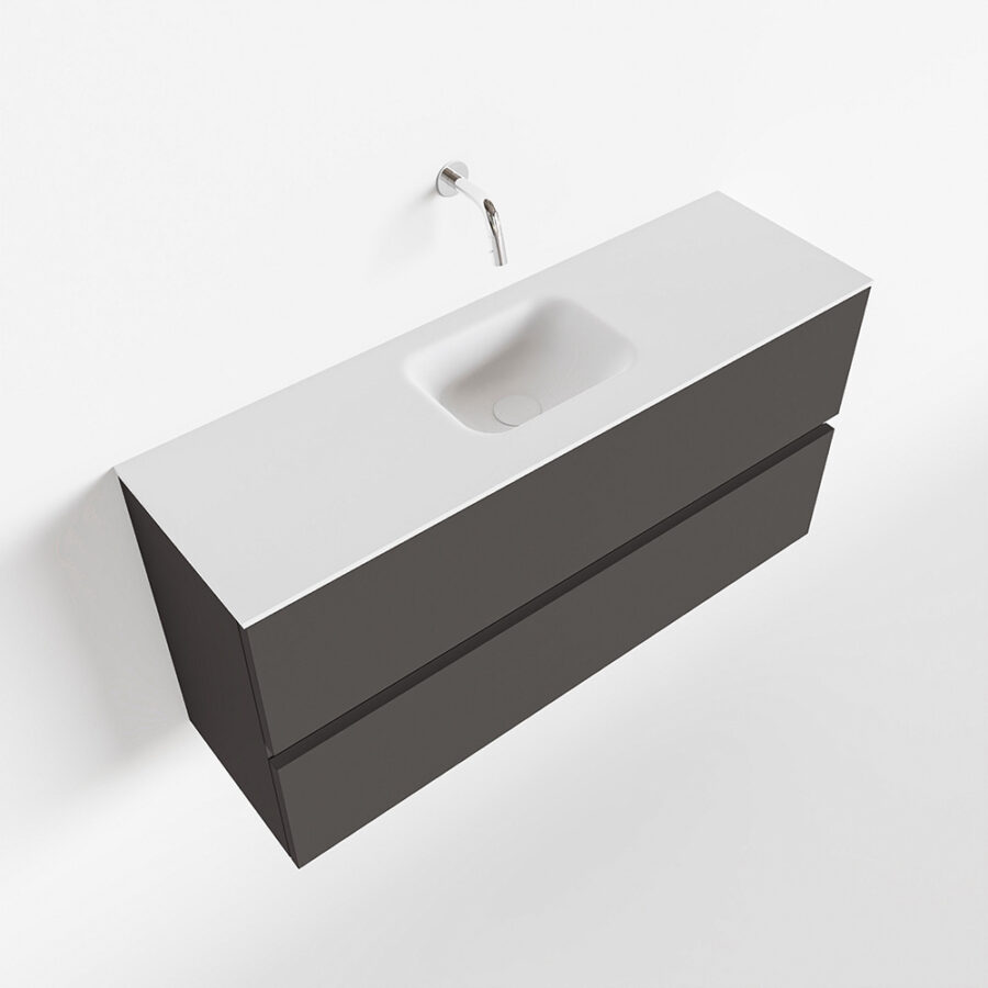 MONDIAZ ADA 100cm toiletmeubel dark grey. LEX wastafel talc positie midden. Zonder kraangat - Afbeelding 4