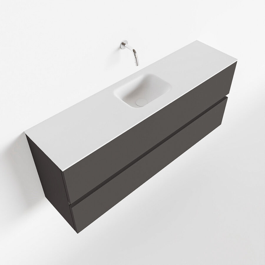 MONDIAZ ADA 120cm toiletmeubel dark grey. LEX wastafel talc positie midden. Zonder kraangat - Afbeelding 4