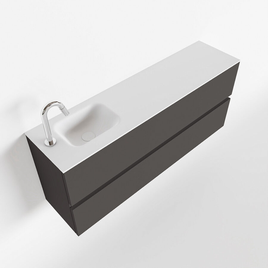 MONDIAZ ADA 120cm toiletmeubel dark grey. LEX wastafel talc positie links. Met 1 kraangat - Afbeelding 4