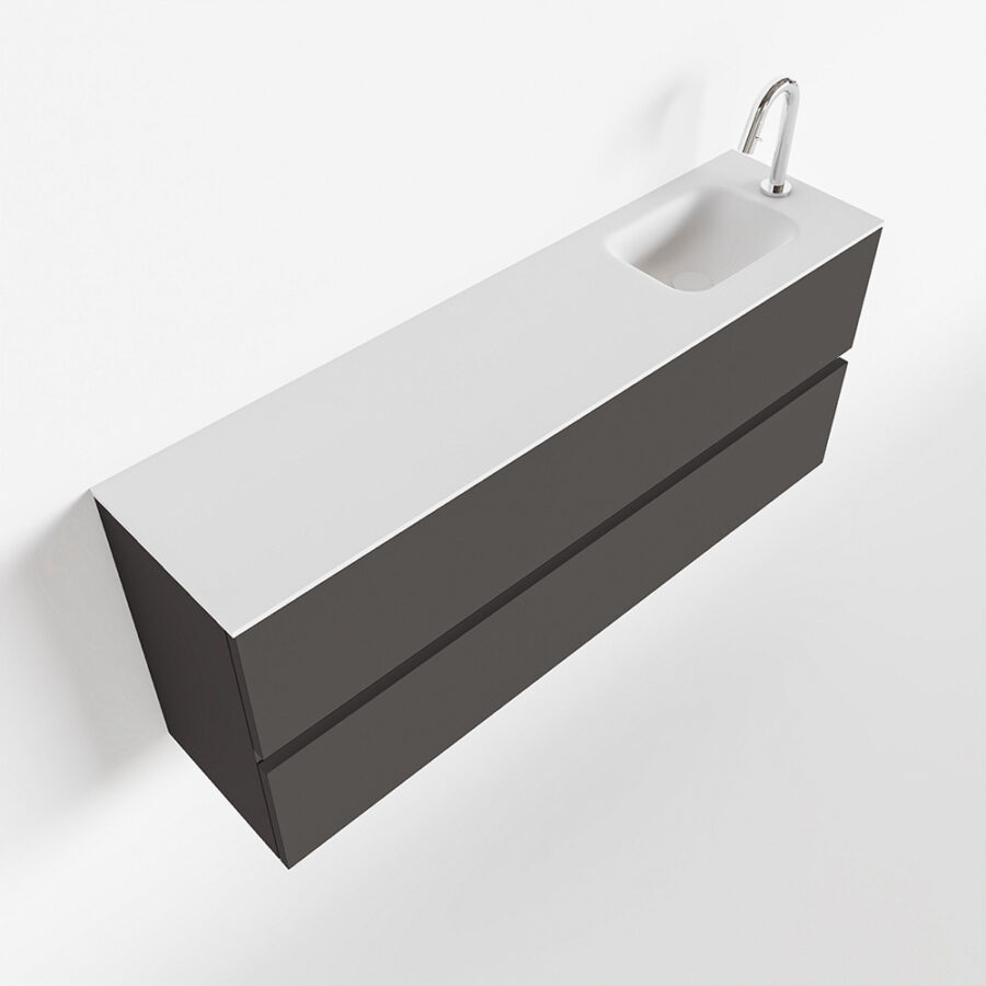 MONDIAZ ADA 120cm toiletmeubel dark grey. LEX wastafel talc positie rechts. Met 1 kraangat - Afbeelding 4
