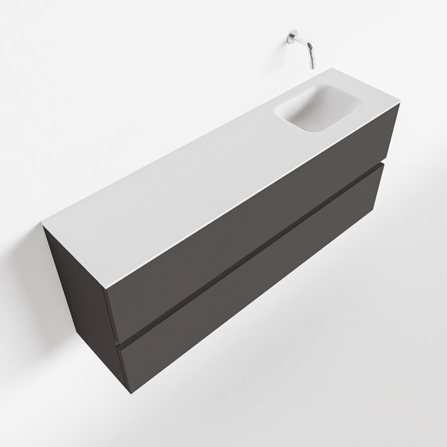 MONDIAZ ADA 120cm toiletmeubel dark grey. LEX wastafel talc positie rechts. Zonder kraangat - Afbeelding 4