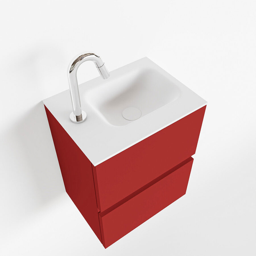 MONDIAZ ADA 40cm toiletmeubel fire. LEX wastafel talc positie links. Met 1 kraangat - Afbeelding 4