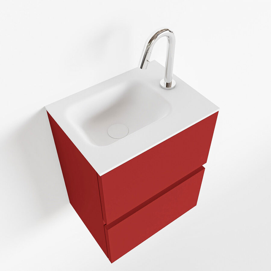 MONDIAZ ADA 40cm toiletmeubel fire. LEX wastafel talc positie rechts. Met 1 kraangat - Afbeelding 4