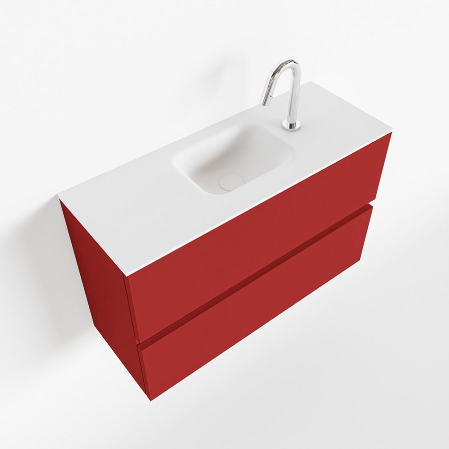 MONDIAZ ADA 80cm toiletmeubel fire. LEX wastafel talc positie midden. Met 1 kraangat - Afbeelding 4