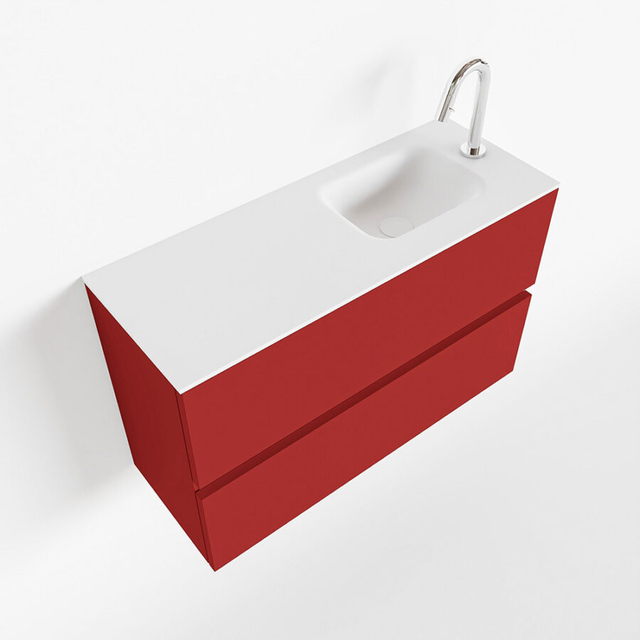 MONDIAZ ADA 80cm toiletmeubel fire. LEX wastafel talc positie rechts. Met 1 kraangat - Afbeelding 4