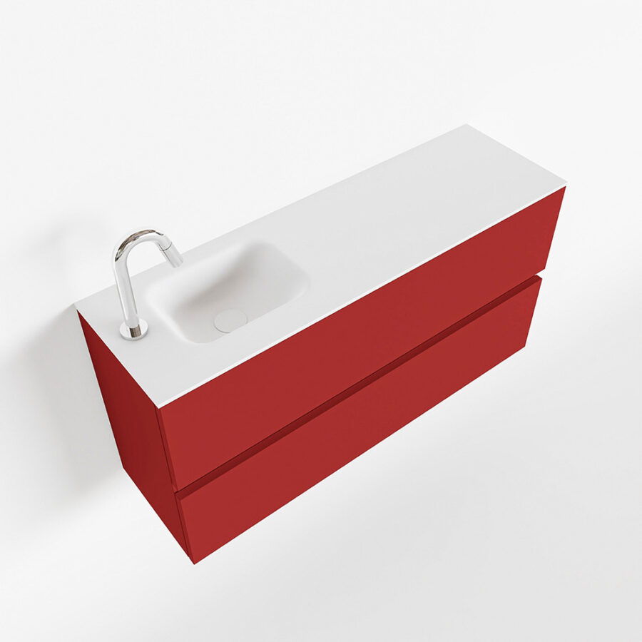 MONDIAZ ADA 100cm toiletmeubel fire. LEX wastafel talc positie links. Met 1 kraangat - Afbeelding 4