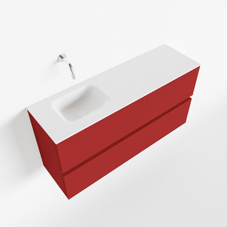 MONDIAZ ADA 100cm toiletmeubel fire. LEX wastafel talc positie links. Zonder kraangat - Afbeelding 4