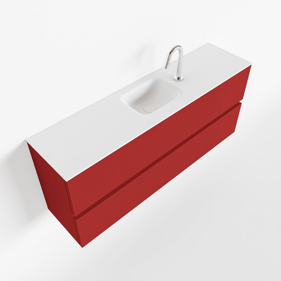 MONDIAZ ADA 120cm toiletmeubel fire. LEX wastafel talc positie midden. Met 1 kraangat - Afbeelding 4