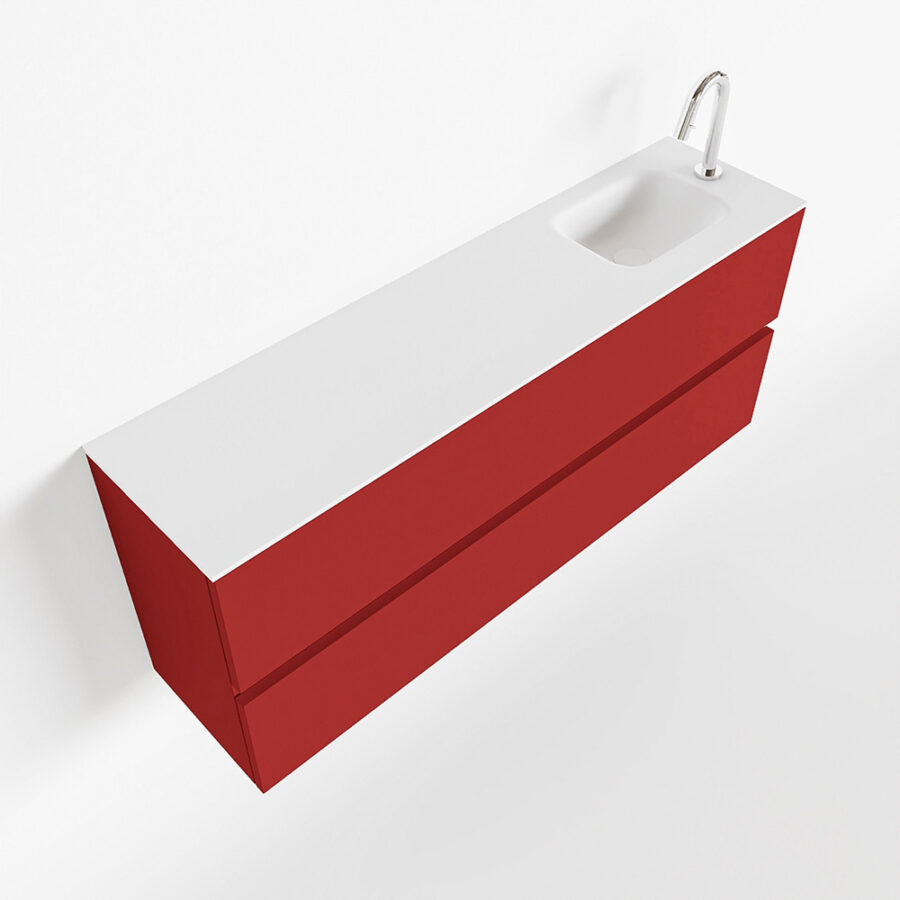 MONDIAZ ADA 120cm toiletmeubel fire. LEX wastafel talc positie rechts. Met 1 kraangat - Afbeelding 4