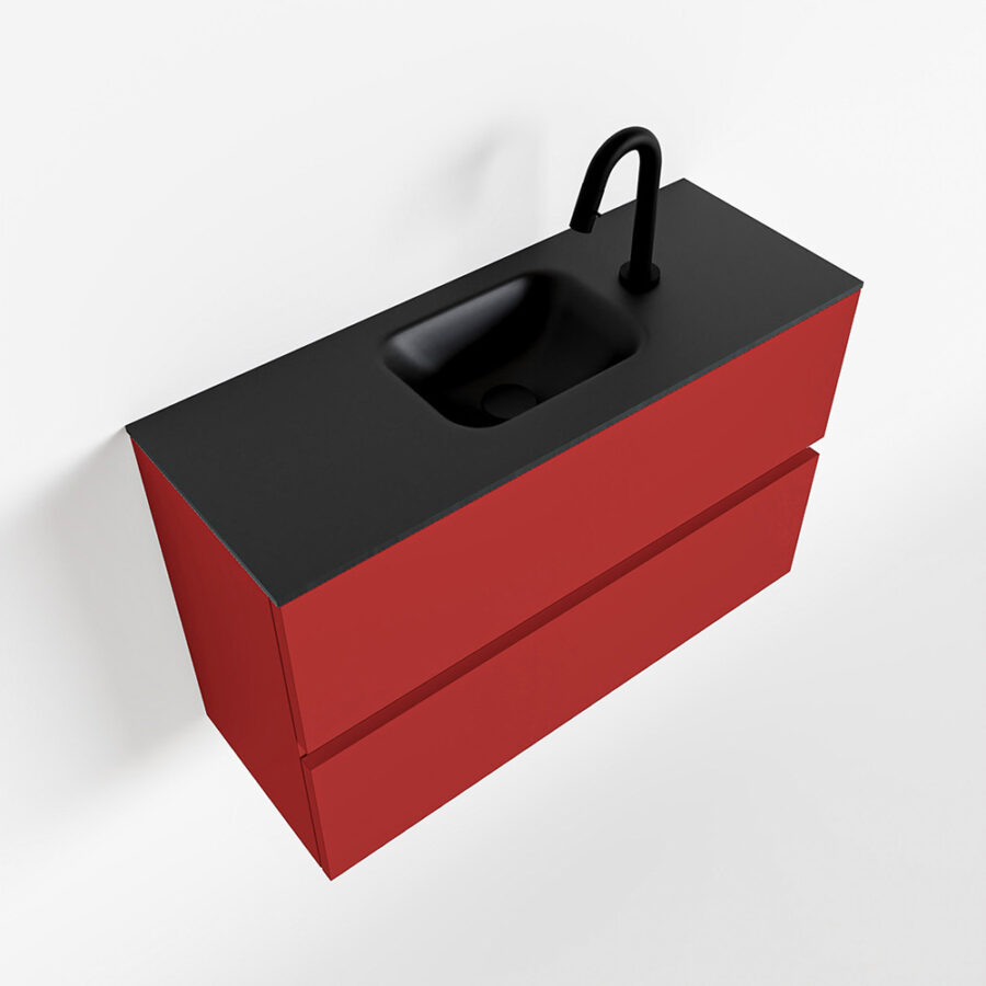 MONDIAZ ADA 80cm toiletmeubel fire. LEX wastafel urban positie midden. Met 1 kraangat - Afbeelding 4