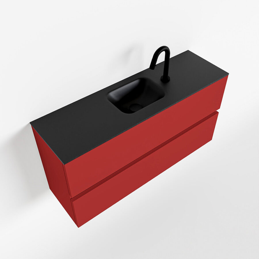 MONDIAZ ADA 100cm toiletmeubel fire. LEX wastafel urban positie midden. Met 1 kraangat - Afbeelding 4