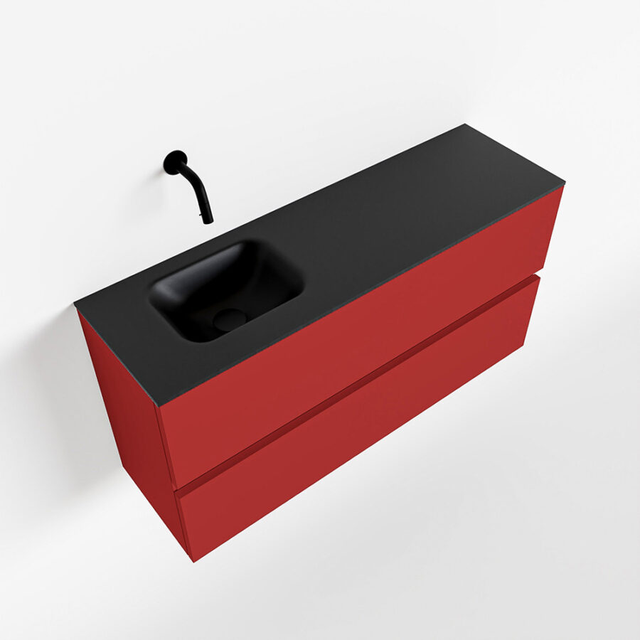 MONDIAZ ADA 100cm toiletmeubel fire. LEX wastafel urban positie links. Zonder kraangat - Afbeelding 4