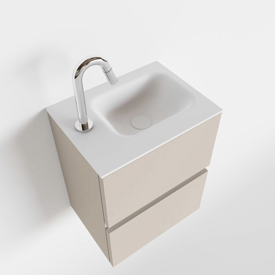MONDIAZ ADA 40cm toiletmeubel linen. LEX wastafel talc positie links. Met 1 kraangat - Afbeelding 4