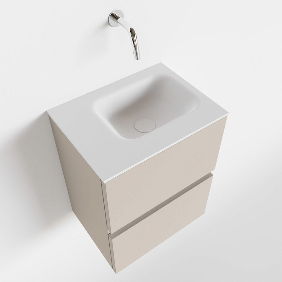 MONDIAZ ADA 40cm toiletmeubel linen. LEX wastafel talc positie links. Zonder kraangat - Afbeelding 4