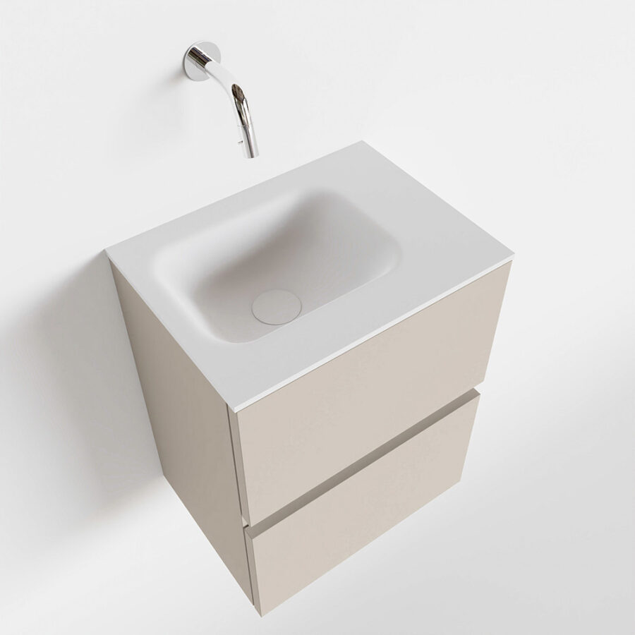 MONDIAZ ADA 40cm toiletmeubel linen. LEX wastafel talc positie rechts. Zonder kraangat - Afbeelding 4