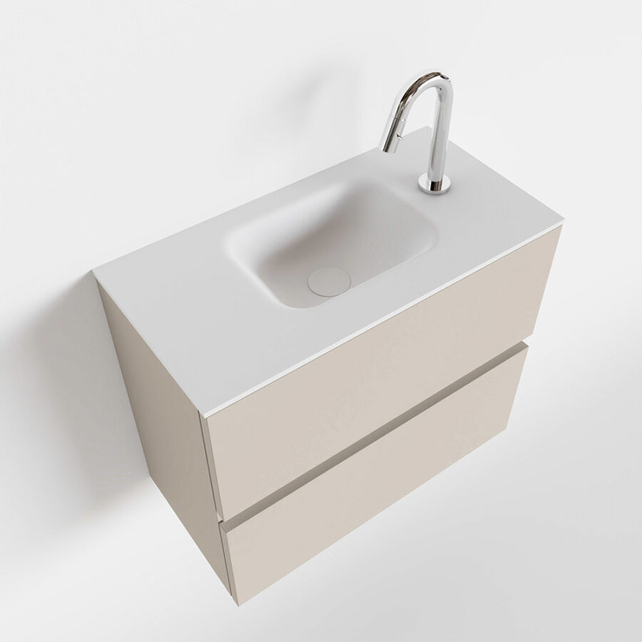 MONDIAZ ADA 60cm toiletmeubel linen. LEX wastafel talc positie midden. Met 1 kraangat - Afbeelding 4