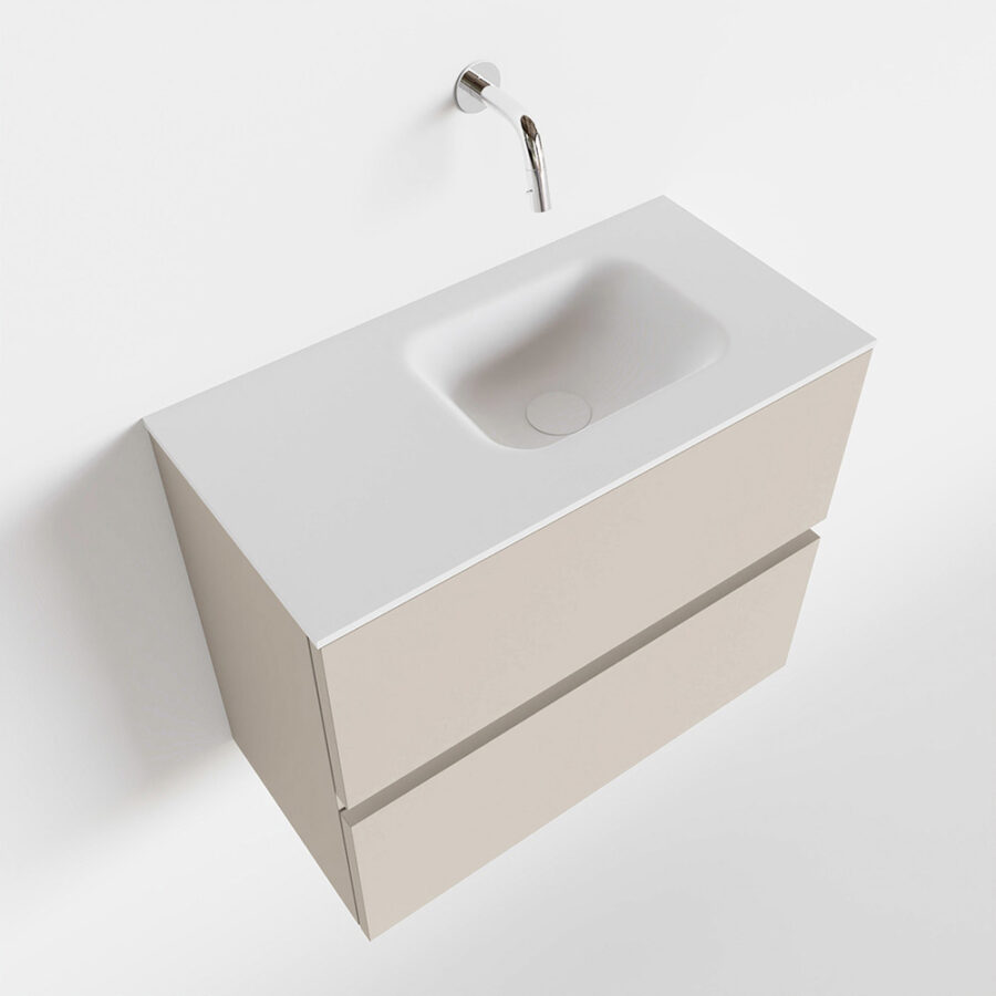 MONDIAZ ADA 60cm toiletmeubel linen. LEX wastafel talc positie rechts. Zonder kraangat - Afbeelding 4