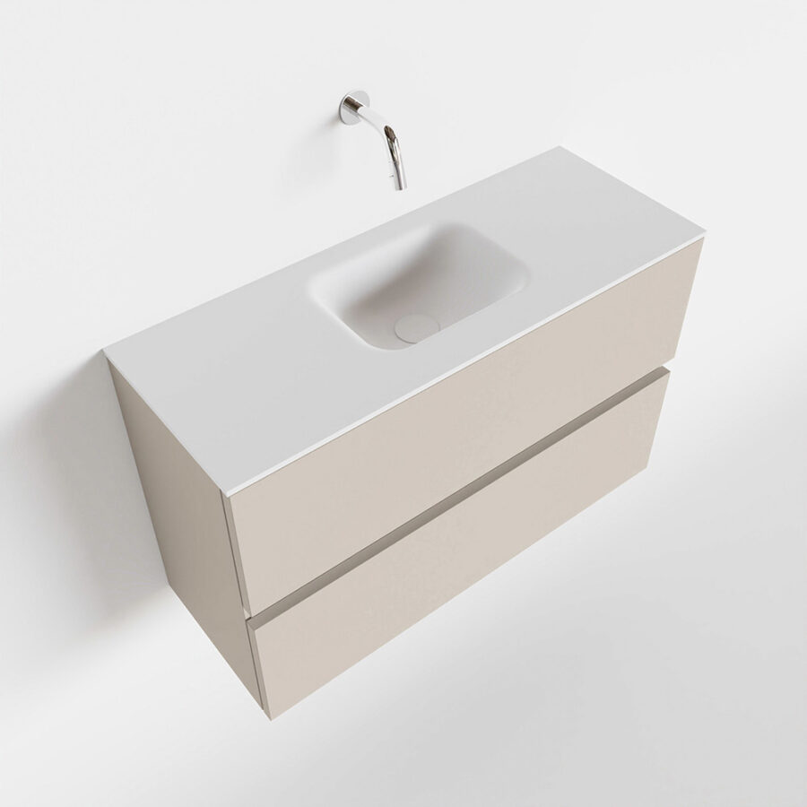 MONDIAZ ADA 80cm toiletmeubel linen. LEX wastafel talc positie midden. Zonder kraangat - Afbeelding 4