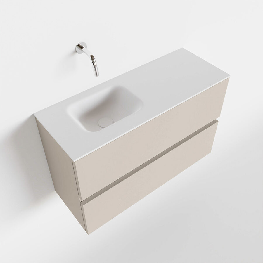 MONDIAZ ADA 80cm toiletmeubel linen. LEX wastafel talc positie links. Zonder kraangat - Afbeelding 4