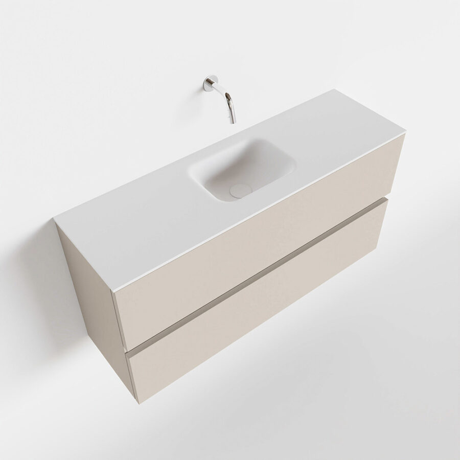 MONDIAZ ADA 100cm toiletmeubel linen. LEX wastafel talc positie midden. Zonder kraangat - Afbeelding 4