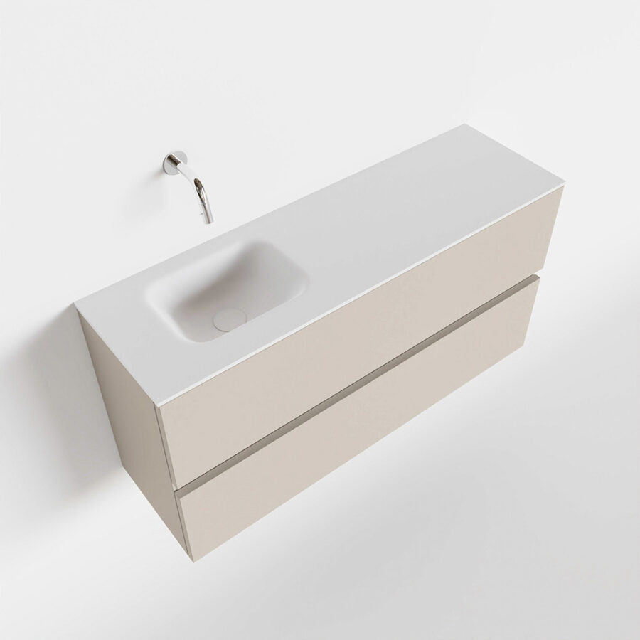 MONDIAZ ADA 100cm toiletmeubel linen. LEX wastafel talc positie links. Zonder kraangat - Afbeelding 4