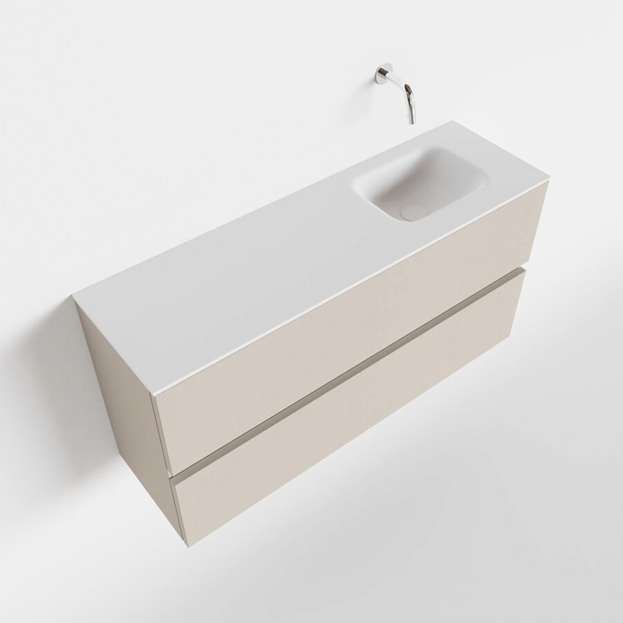 MONDIAZ ADA 100cm toiletmeubel linen. LEX wastafel talc positie rechts. Zonder kraangat - Afbeelding 4