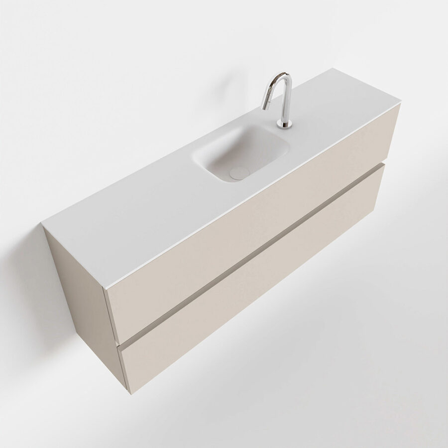 MONDIAZ ADA 120cm toiletmeubel linen. LEX wastafel talc positie midden. Met 1 kraangat - Afbeelding 4