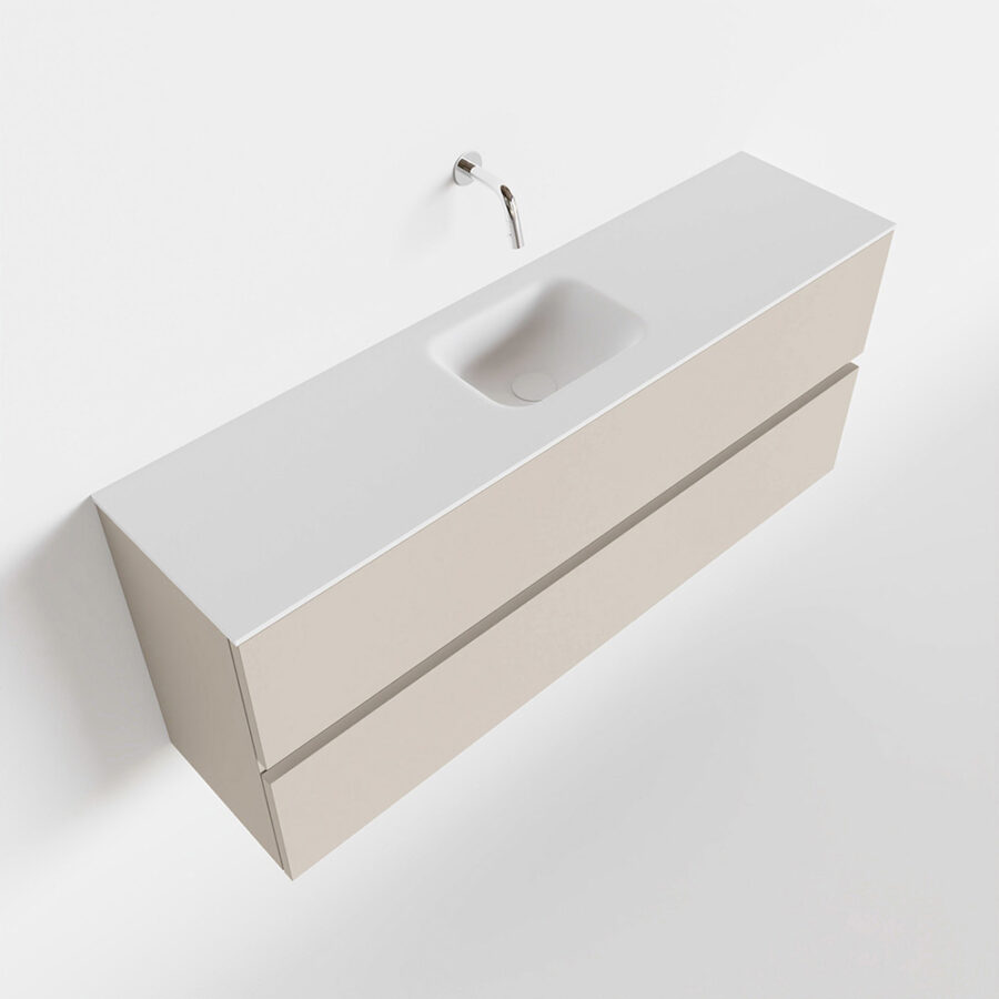 MONDIAZ ADA 120cm toiletmeubel linen. LEX wastafel talc positie midden. Zonder kraangat - Afbeelding 4