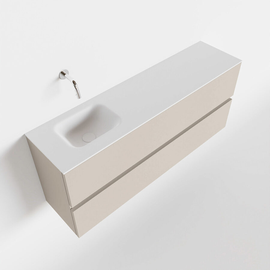MONDIAZ ADA 120cm toiletmeubel linen. LEX wastafel talc positie links. Zonder kraangat - Afbeelding 4