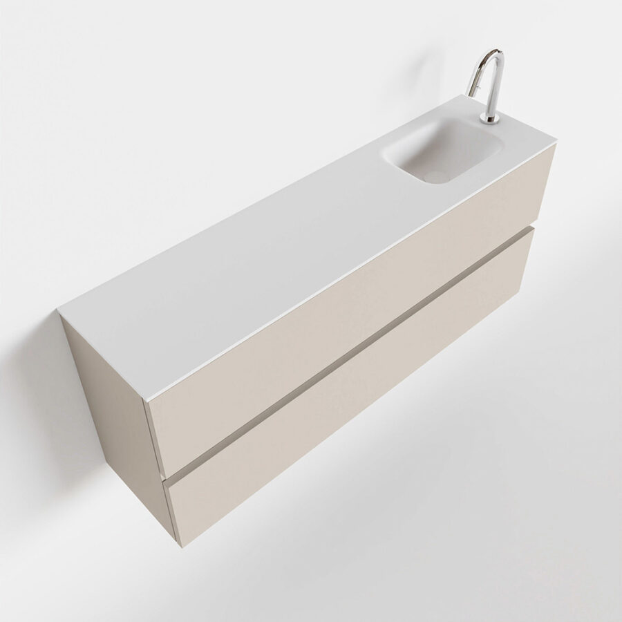 MONDIAZ ADA 120cm toiletmeubel linen. LEX wastafel talc positie rechts. Met 1 kraangat - Afbeelding 4