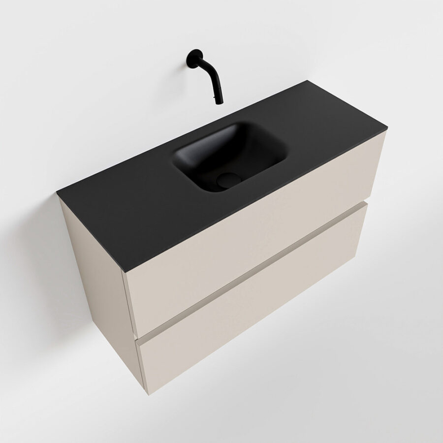MONDIAZ ADA 80cm toiletmeubel linen. LEX wastafel urban positie midden. Zonder kraangat - Afbeelding 4