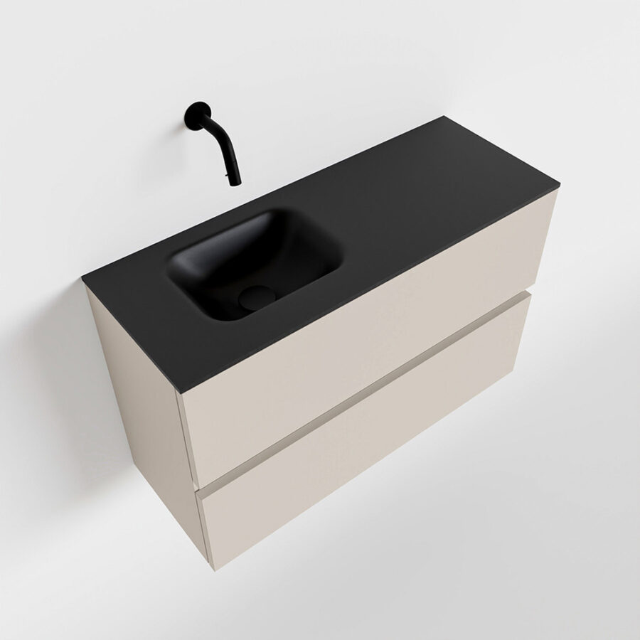 MONDIAZ ADA 80cm toiletmeubel linen. LEX wastafel urban positie links. Zonder kraangat - Afbeelding 4