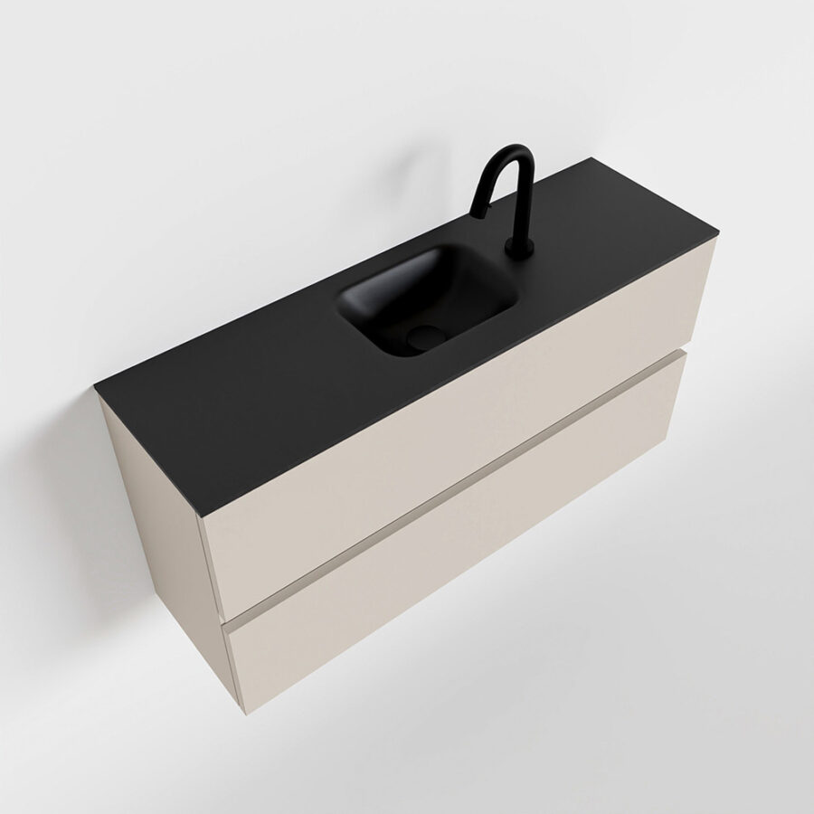 MONDIAZ ADA 100cm toiletmeubel linen. LEX wastafel urban positie midden. Met 1 kraangat - Afbeelding 4