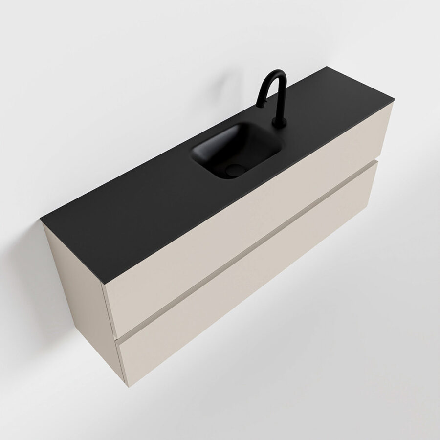 MONDIAZ ADA 120cm toiletmeubel linen. LEX wastafel urban positie midden. Met 1 kraangat - Afbeelding 4
