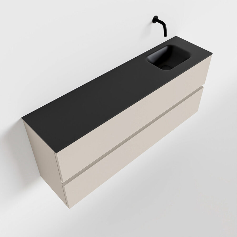 MONDIAZ ADA 120cm toiletmeubel linen. LEX wastafel urban positie rechts. Zonder kraangat - Afbeelding 4