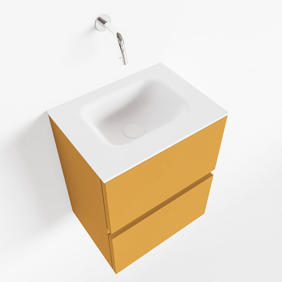 MONDIAZ ADA 40cm toiletmeubel ocher. LEX wastafel talc positie midden. Zonder kraangat - Afbeelding 4