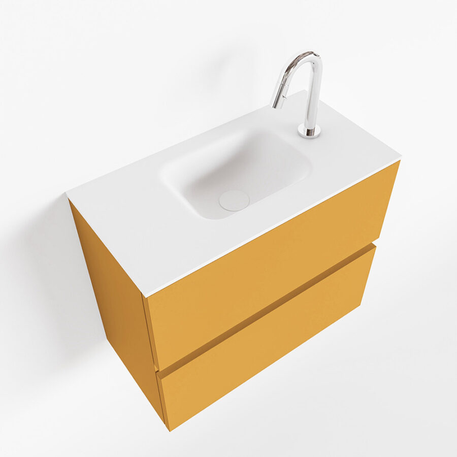 MONDIAZ ADA 60cm toiletmeubel ocher. LEX wastafel talc positie midden. Met 1 kraangat - Afbeelding 4