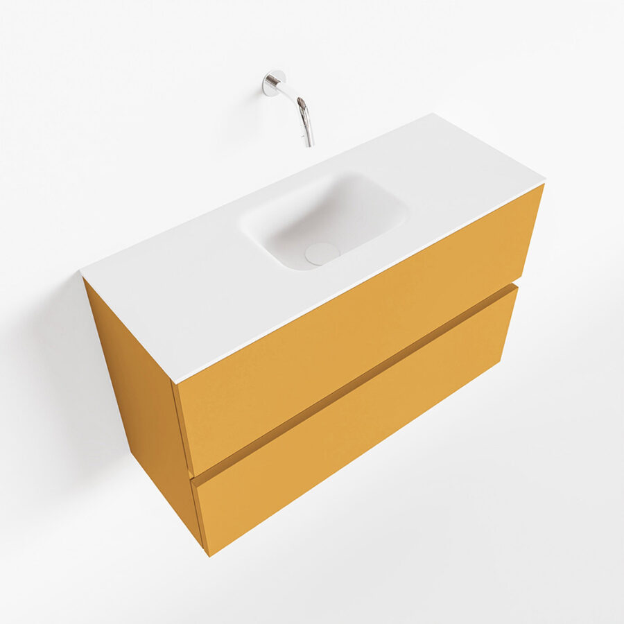MONDIAZ ADA 80cm toiletmeubel ocher. LEX wastafel talc positie midden. Zonder kraangat - Afbeelding 4