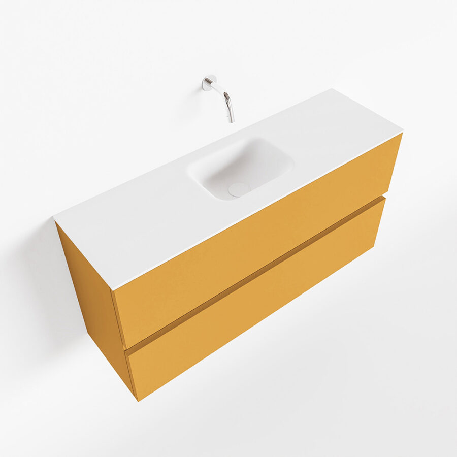 MONDIAZ ADA 100cm toiletmeubel ocher. LEX wastafel talc positie midden. Zonder kraangat - Afbeelding 4