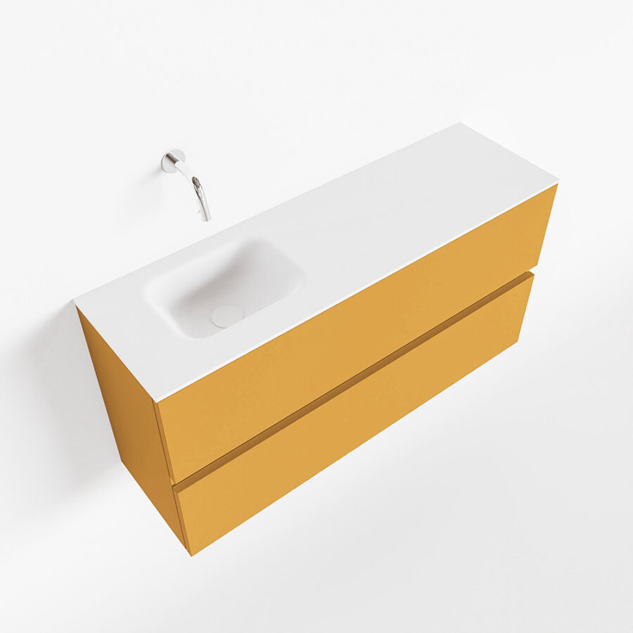 MONDIAZ ADA 100cm toiletmeubel ocher. LEX wastafel talc positie links. Zonder kraangat - Afbeelding 4