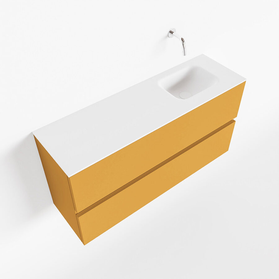 MONDIAZ ADA 100cm toiletmeubel ocher. LEX wastafel talc positie rechts. Zonder kraangat - Afbeelding 4