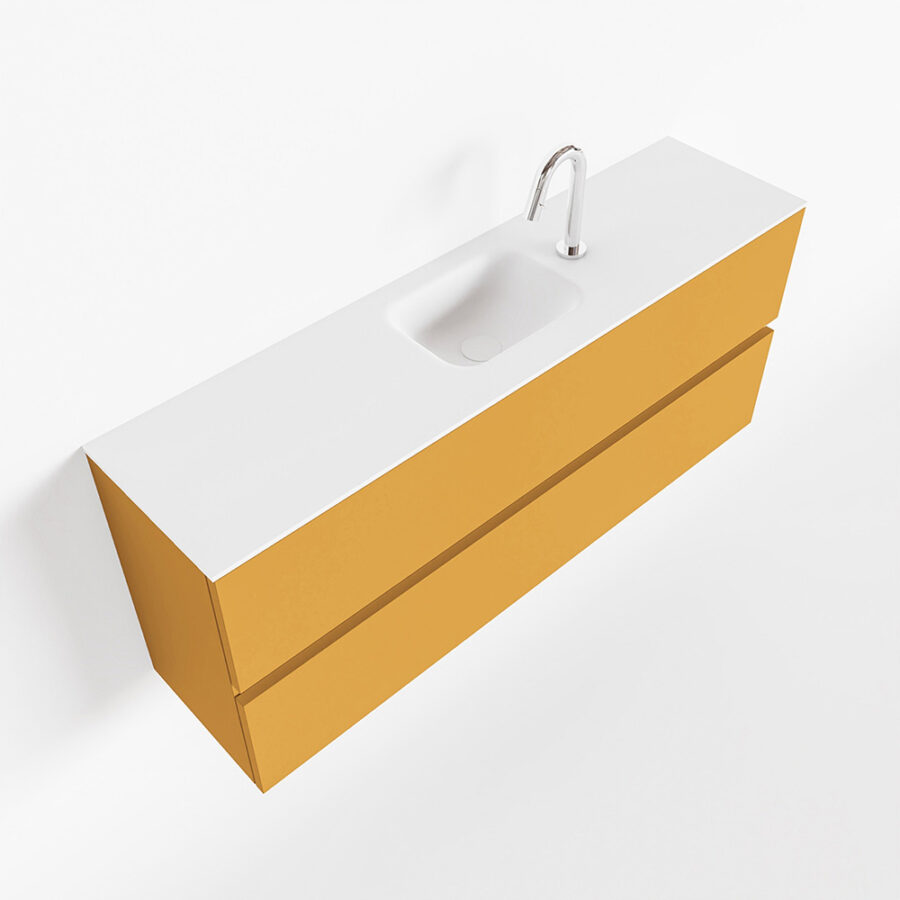 MONDIAZ ADA 120cm toiletmeubel ocher. LEX wastafel talc positie midden. Met 1 kraangat - Afbeelding 4