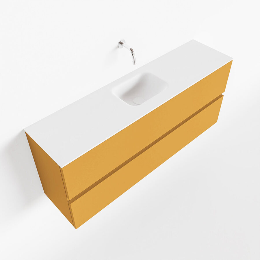MONDIAZ ADA 120cm toiletmeubel ocher. LEX wastafel talc positie midden. Zonder kraangat - Afbeelding 4