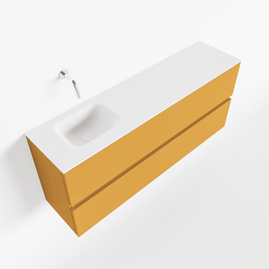 MONDIAZ ADA 120cm toiletmeubel ocher. LEX wastafel talc positie links. Zonder kraangat - Afbeelding 4