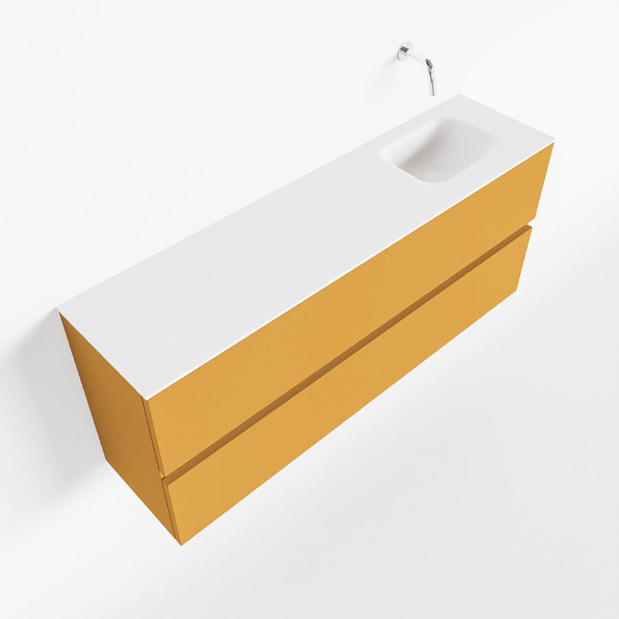 MONDIAZ ADA 120cm toiletmeubel ocher. LEX wastafel talc positie rechts. Zonder kraangat - Afbeelding 4