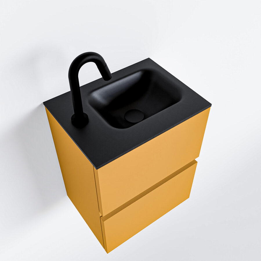 MONDIAZ ADA 40cm toiletmeubel ocher. LEX wastafel urban positie links. Met 1 kraangat - Afbeelding 4